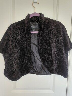 Black Faux Fur Cropped Cardigan